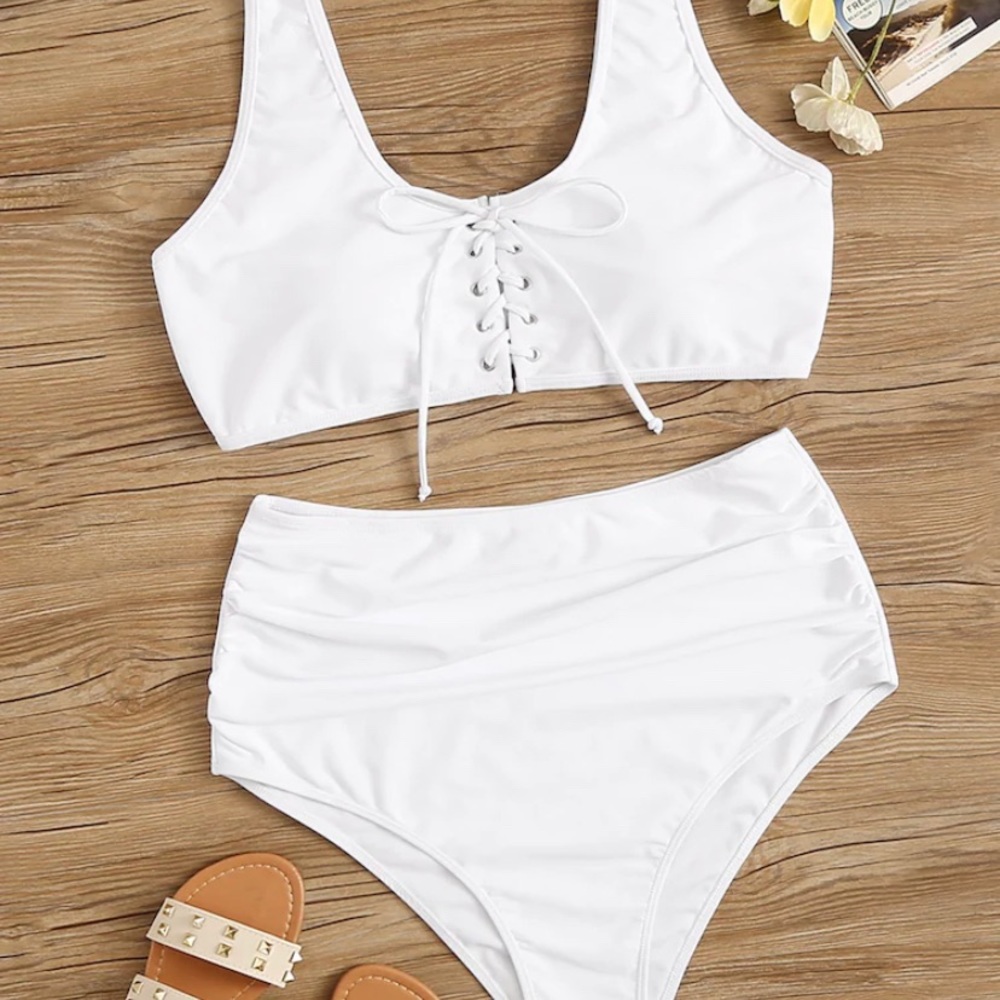 BRAND NEW!! High Waisted Lace Up Bikini Never Worn